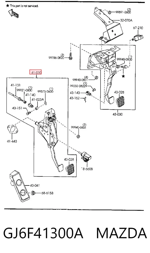 Pedal embrague GJ6F41300A Mazda