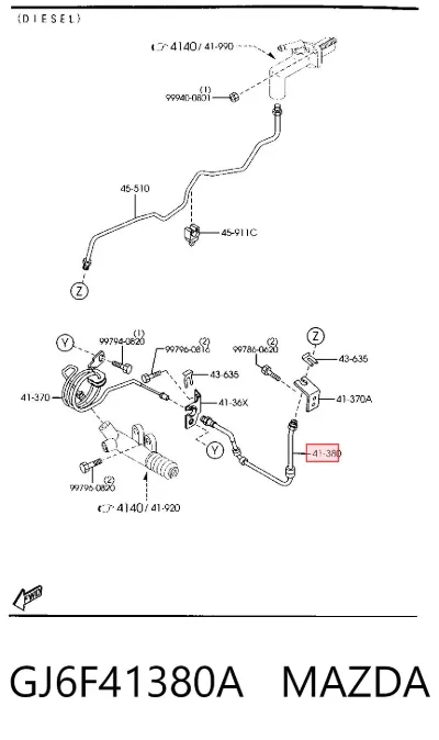 Manguera de embrague MAZDA GJ6F41380A