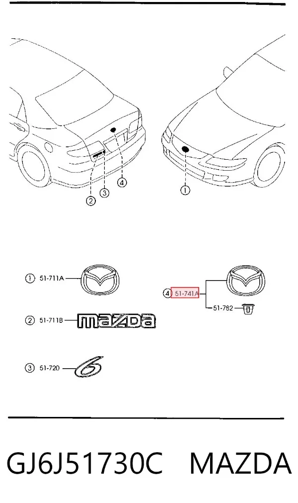 Emblema GJ6J51730C Mazda