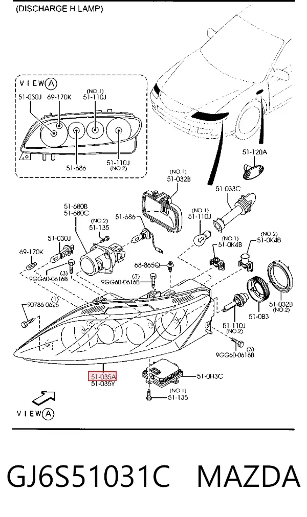 Faro derecho GJ6S51031C Mazda