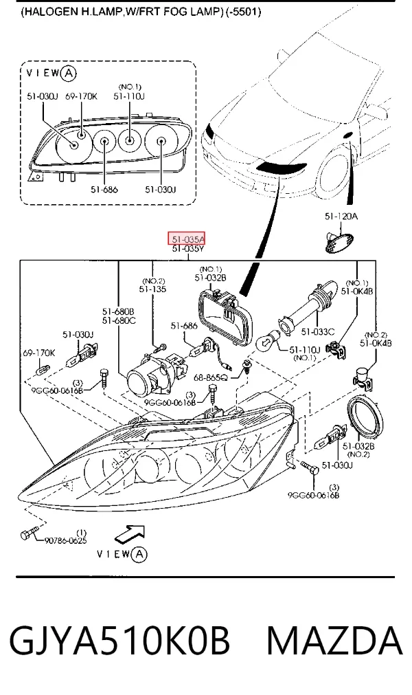 Faro derecho GJYA510K0B Mazda