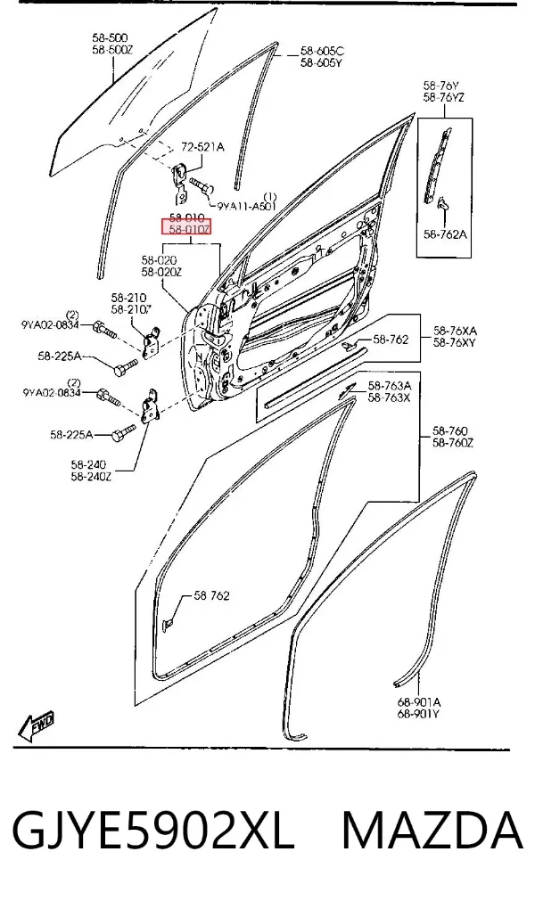 Puerta delantera izquierda GJYE5902XL Mazda