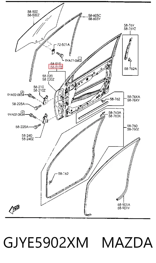Puerta delantera izquierda GJYE5902XM Mazda