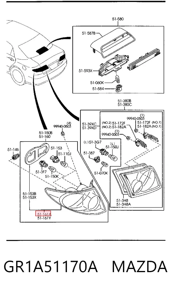 Piloto trasero exterior derecho GR1A51170A Mazda