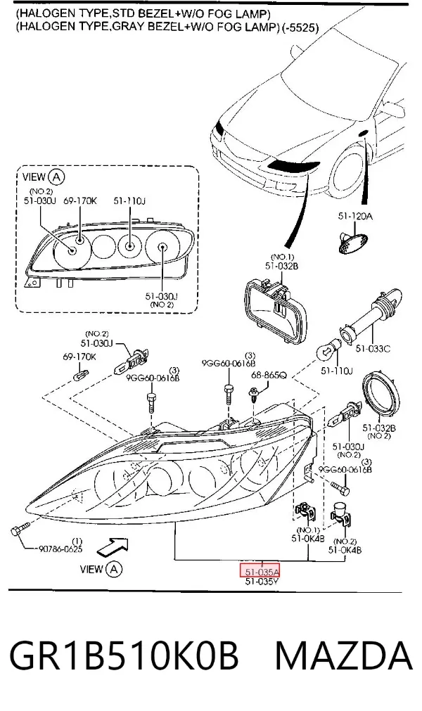 Faro derecho GR1B510K0B Mazda
