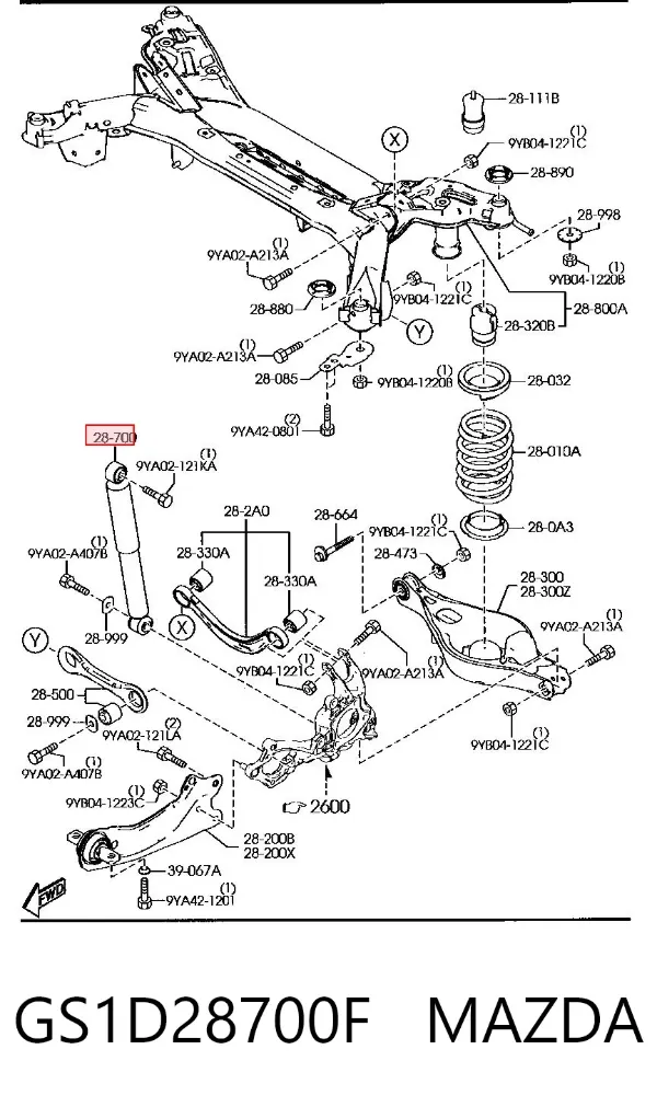 Amortiguador trasero GS1D28700F Mazda