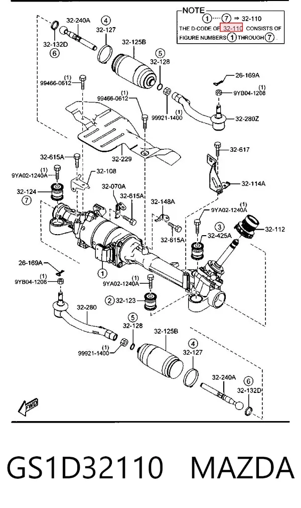 Cremallera de dirección GS1D32110 Mazda