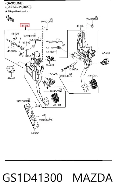 Pedal de embrague MAZDA GS1D41300