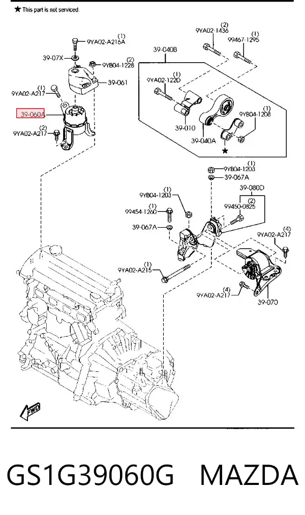 Soporte de motor derecho GS1G39060G Mazda