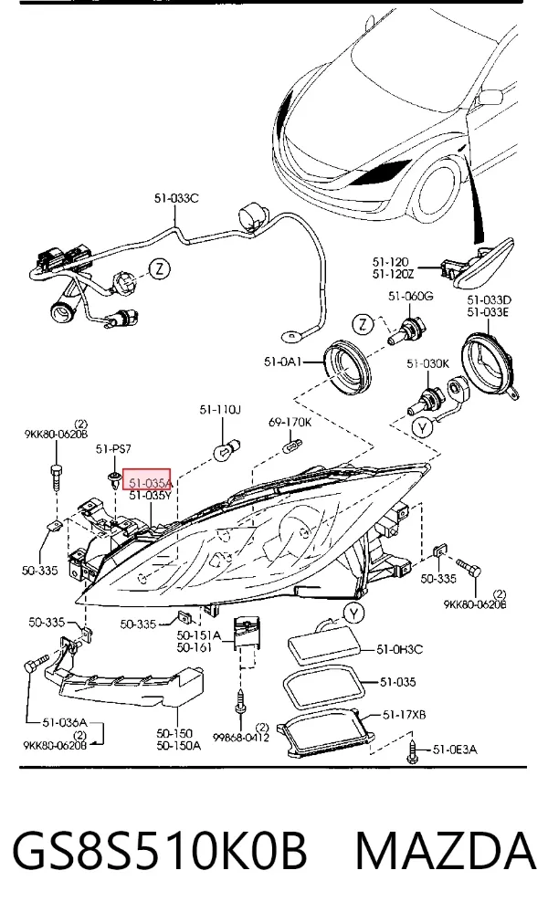 Faro derecho GS8S510K0B Mazda