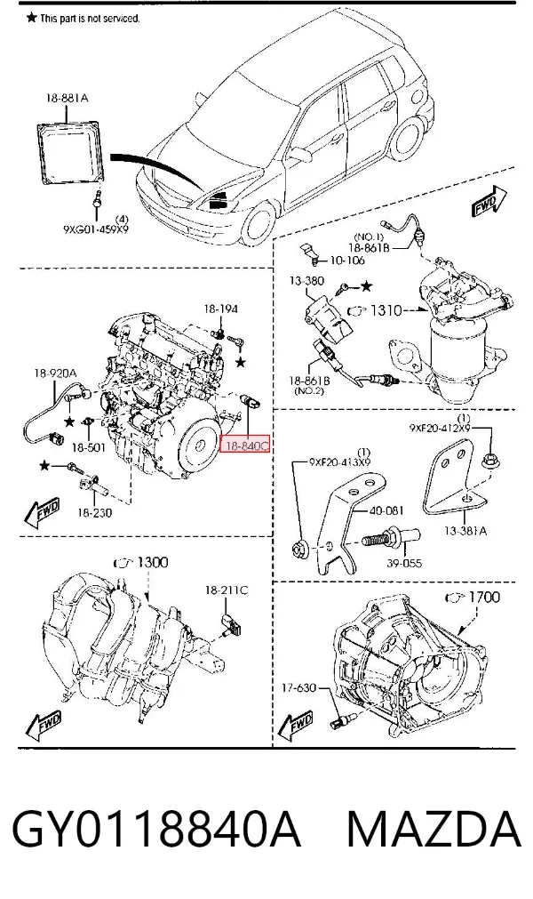 Sensor de temperatura GY0118840A Mazda