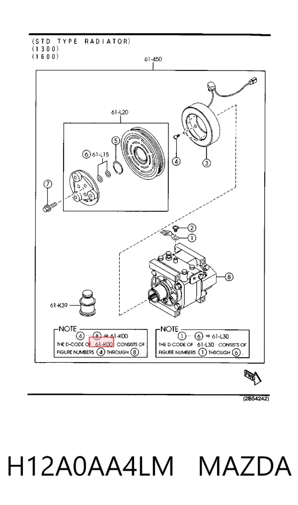 Compresor de aire acondicionado H12A0AA4LM Mazda