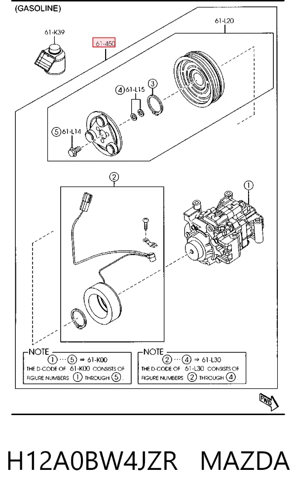Compresor de aire acondicionado H12A0BW4JZR Mazda