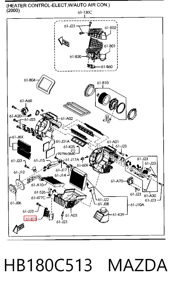 Resistencia de calefacción HB180C513 Mazda