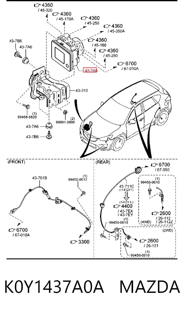Módulo ABS K0Y1437A0A Mazda