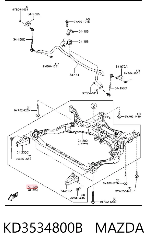Puente delantero KD3534800B Mazda