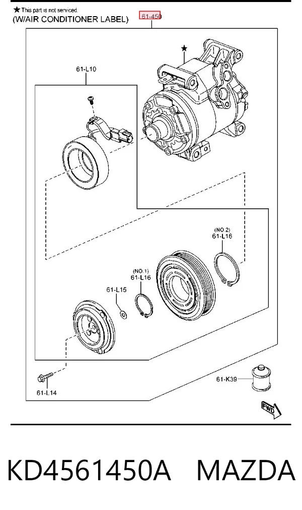 Compresor de aire acondicionado KD4561450A Mazda