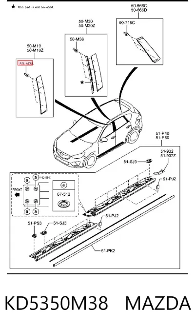 Clip de fijación de moldura de puerta MAZDA KD5350M38