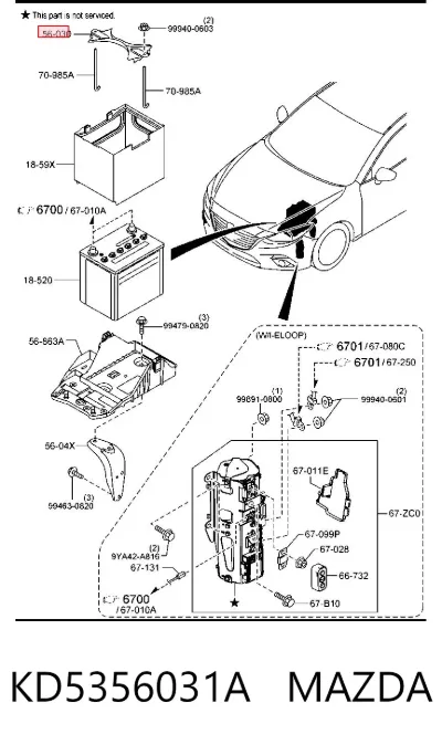 Soporte de batería MAZDA KD5356031A
