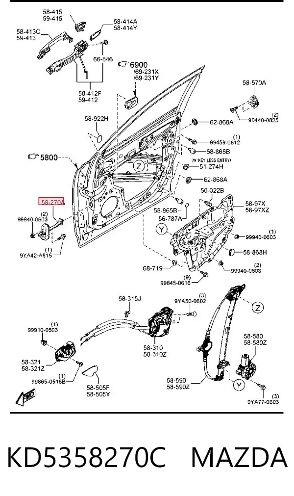 Limitador de apertura de puerta delantera KD5358270C Mazda