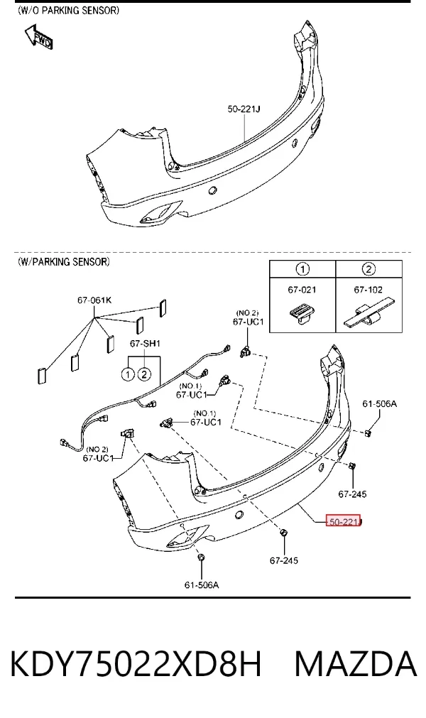 Parachoques trasero KDY75022XD8H Mazda