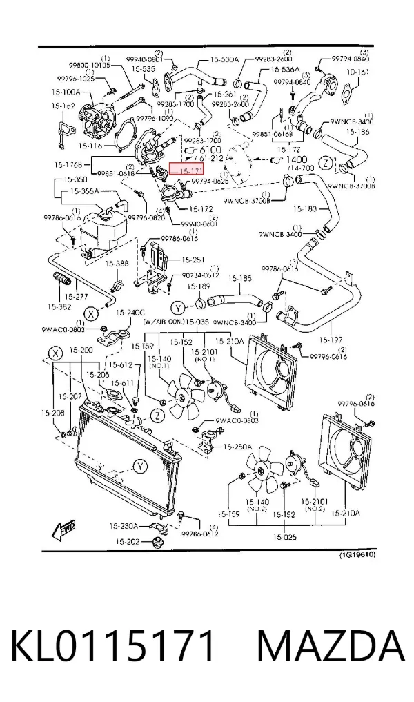 Termostato KL0115171 Mazda