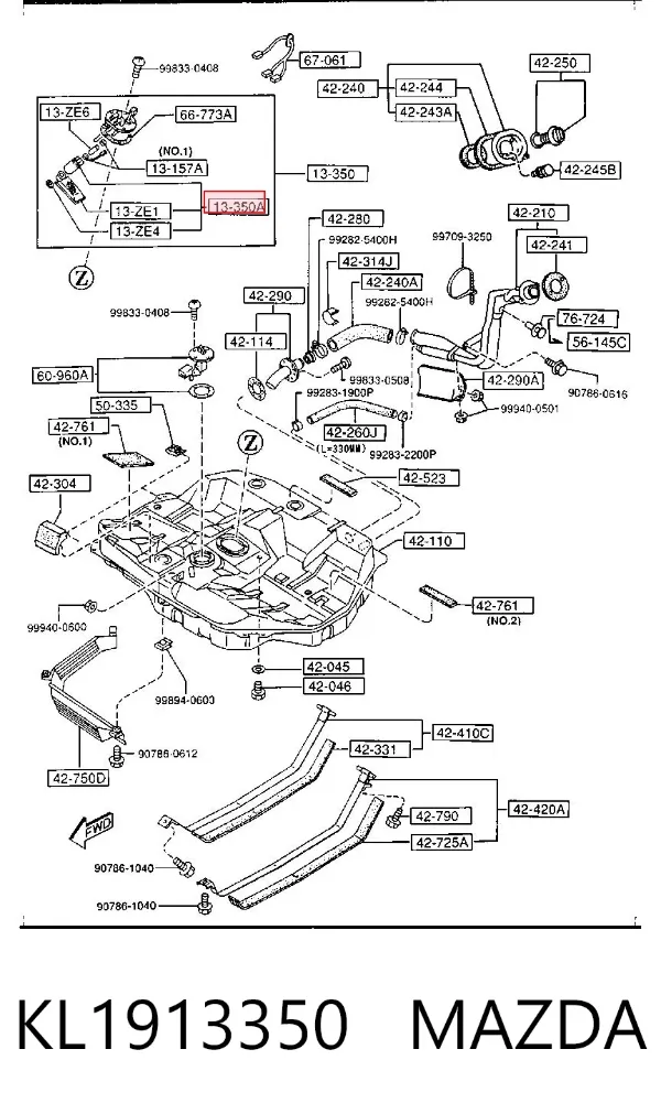 Elemento de turbina de la bomba de combustible KL1913350 Mazda