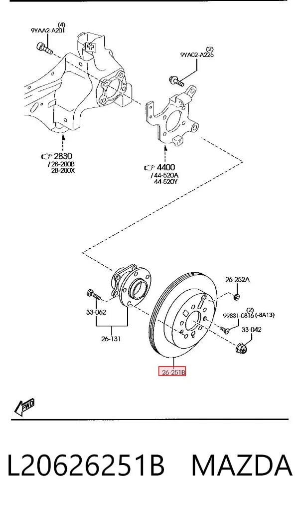 Disco de freno trasero L20626251B Mazda