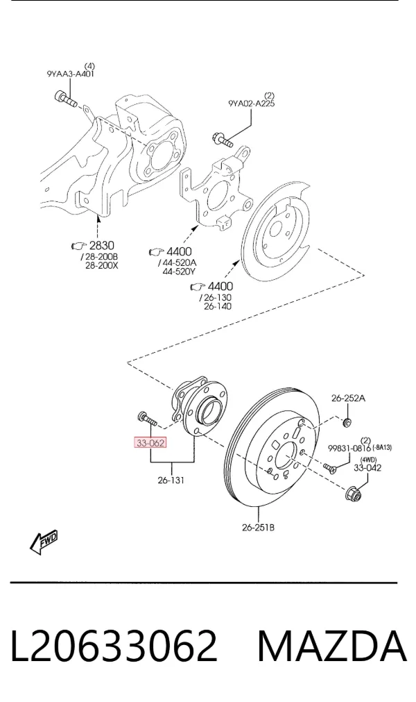 Tornillo de rueda L20633062 Mazda
