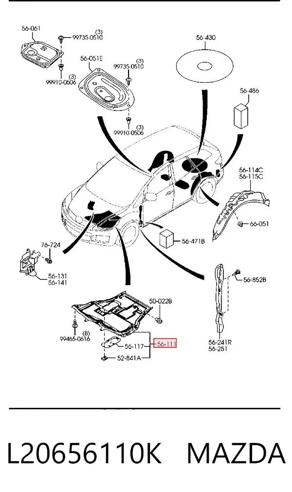 Protección motor / empotramiento L20656110K Mazda