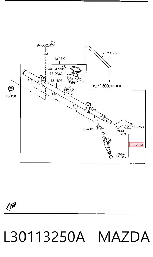 Inyector L30113250A Mazda