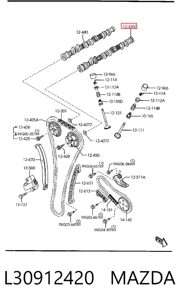 Árbol de levas de entrada Mazda 6 GY