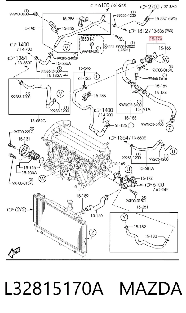 Termostato L32815170A Mazda