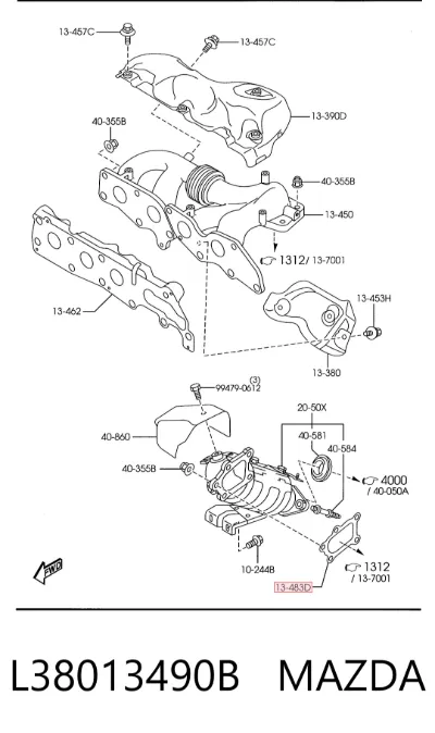 Junta del catalizador MAZDA L38013490B