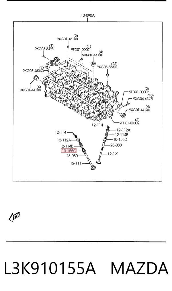 Retén de válvula de admisión L3K910155A Mazda