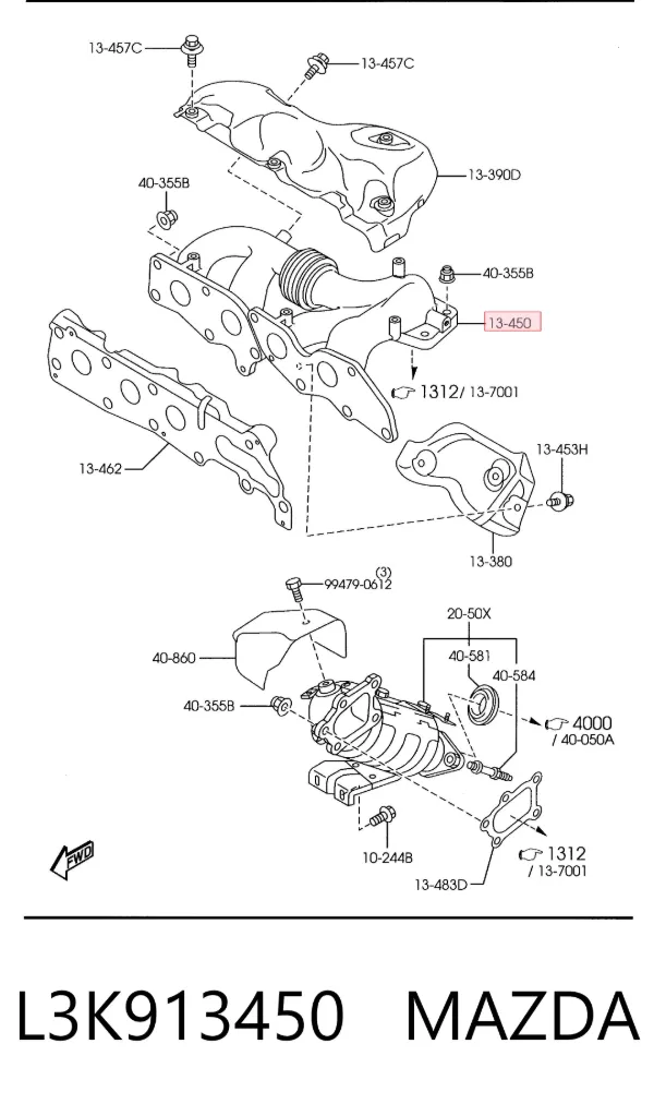 Colector de escape Mazda 6 MPS