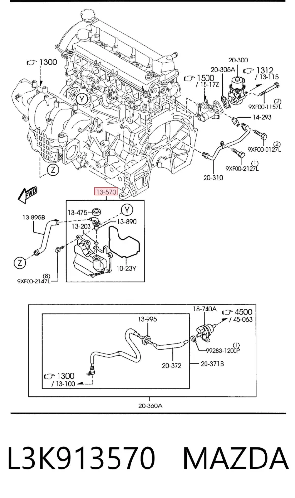 Tubo de aspiración, bomba de aceite L3K913570 Mazda
