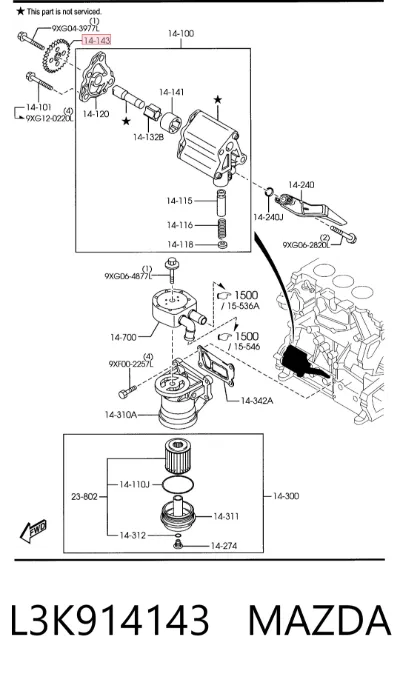 Engranaje de accionamiento de la bomba de aceite MAZDA L3K914143