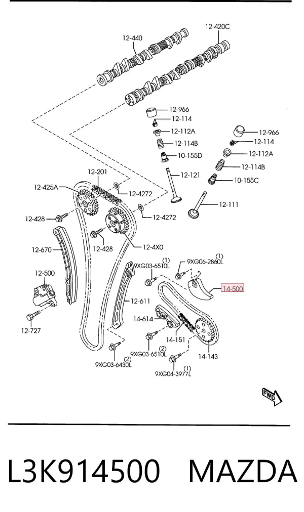 Tensor de cadena de bomba de aceite L3K914500 Mazda