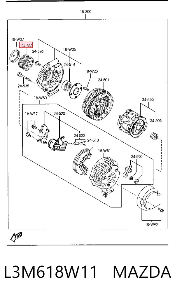 Polea alternador L3M618W11 Mazda