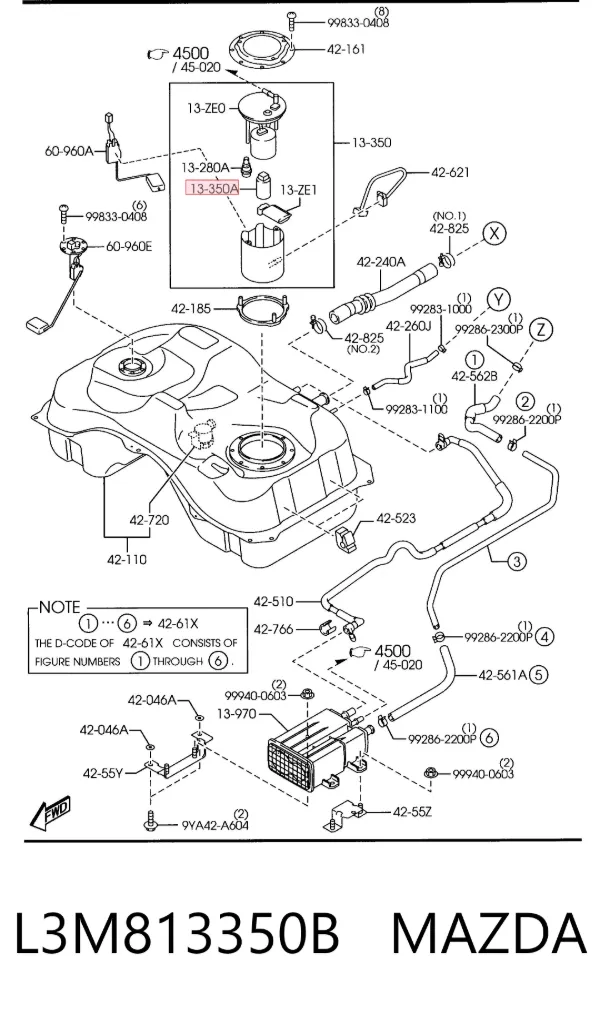 Elemento de turbina de la bomba de combustible L3M813350B Mazda