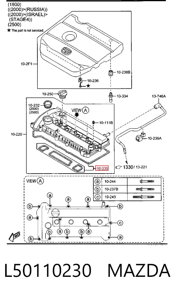 Juego de juntas de tapa de balancines L50110230 Mazda