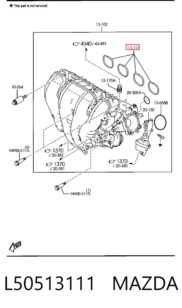 Junta de colector de admisión L50513111 Mazda