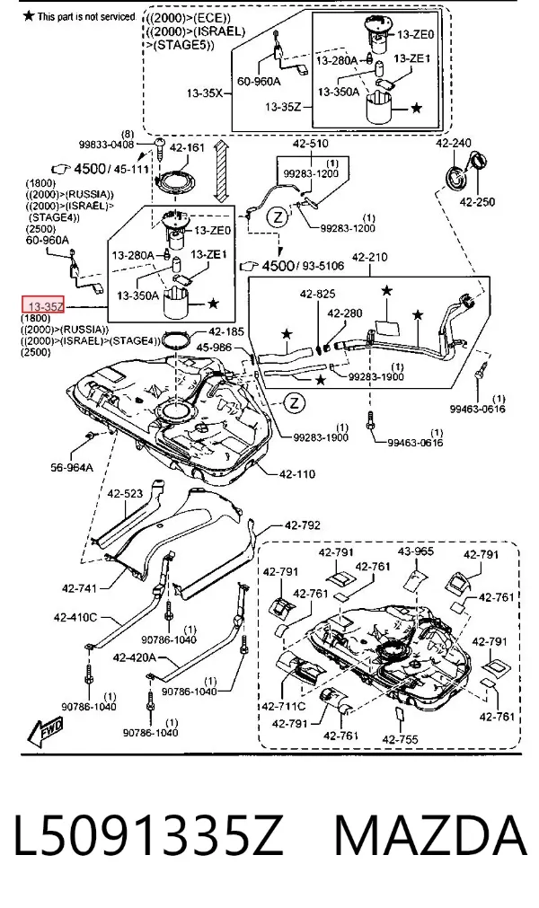 Unidad de alimentación de combustible L5091335Z Mazda