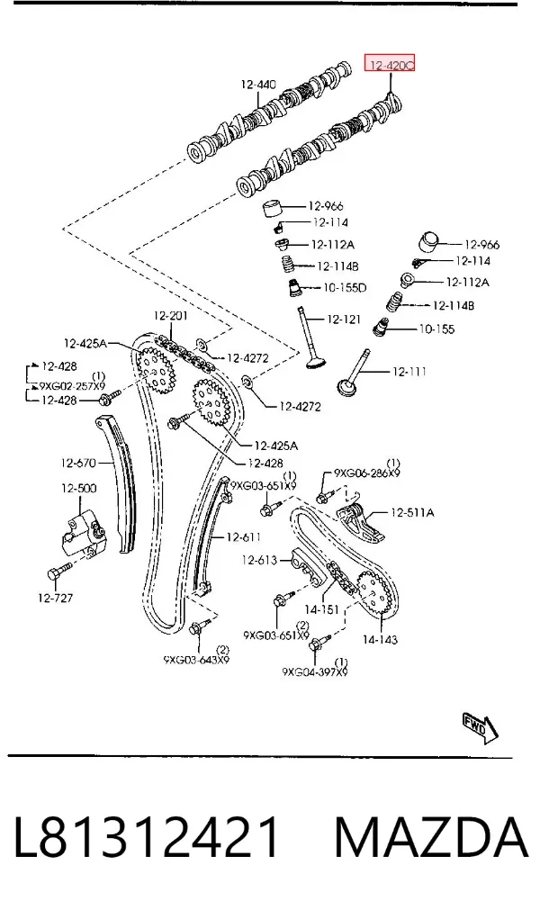 Árboles de levas L81312421 Mazda