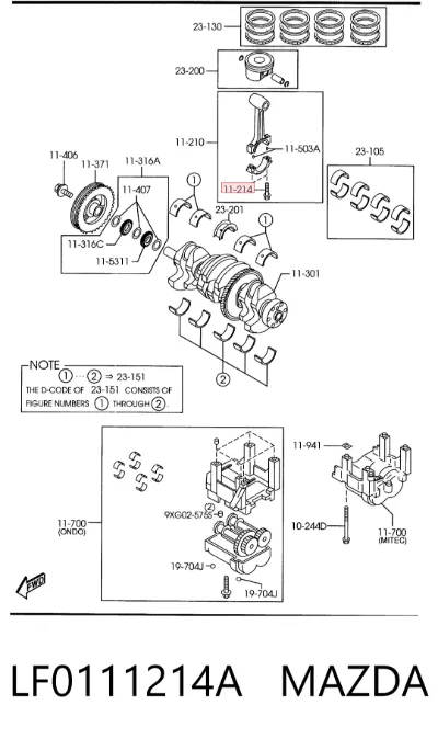 Tornillo de biela MAZDA LF0111214A