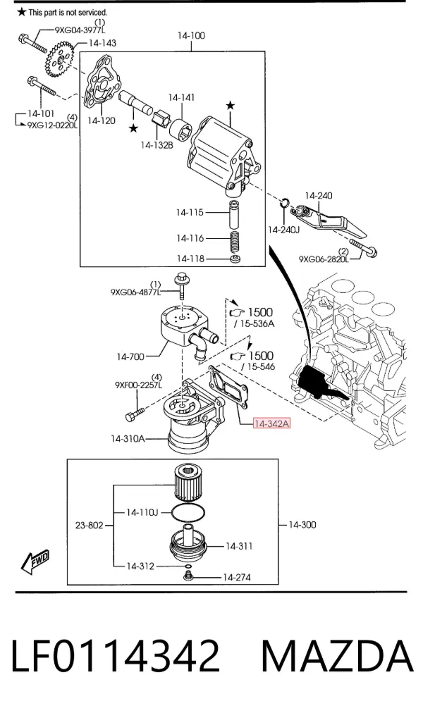 Junta del adaptador del filtro de aceite LF0114342 Mazda