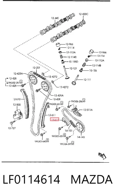 Tensor de cadena de la bomba de aceite MAZDA LF0114614