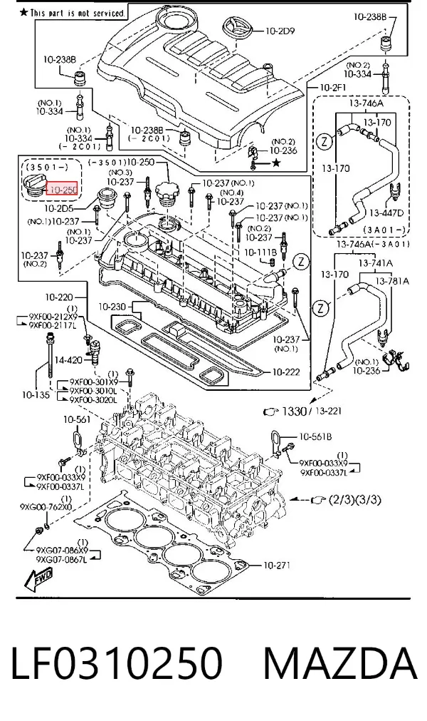 Tapa de aceite de motor LF0310250 Mazda