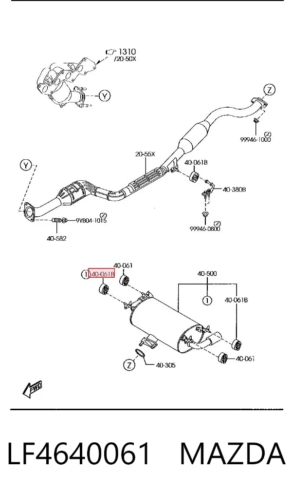 Soporte escape LF4640061 Mazda